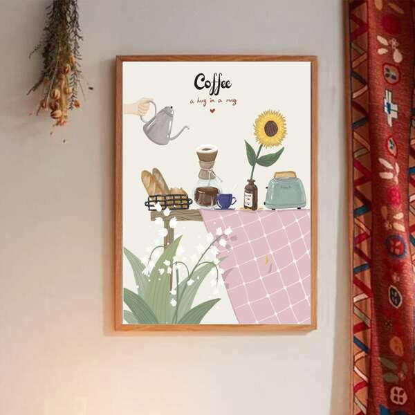 

Coffee Print Wall Painting Without Frame, Multicolor