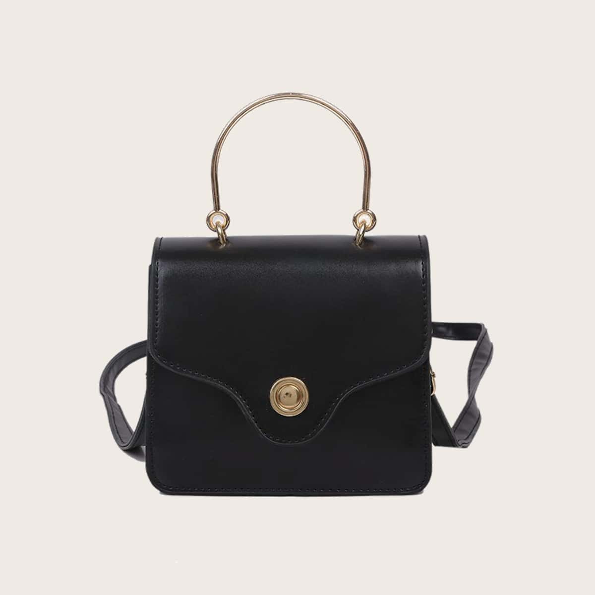 

Flap Satchel Bag, Black