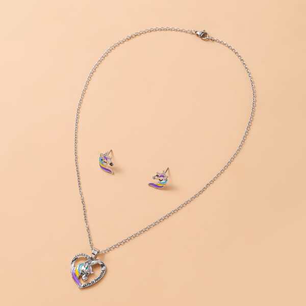 

3pcs Unicorn Decor Jewelry Set, Multicolor
