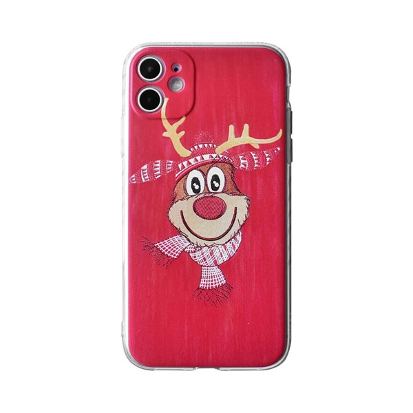 

Christmas Elk Print iPhone Case, Red