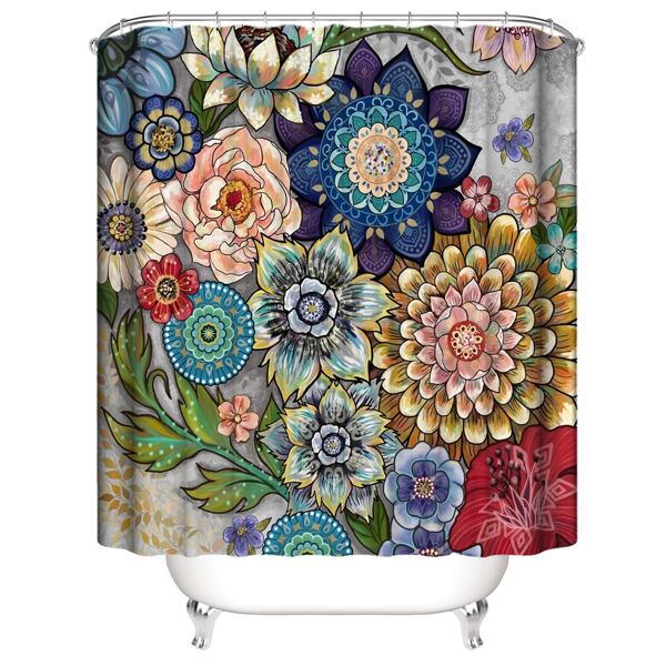 

Mandala Print Shower Curtain With 12hooks, Multicolor