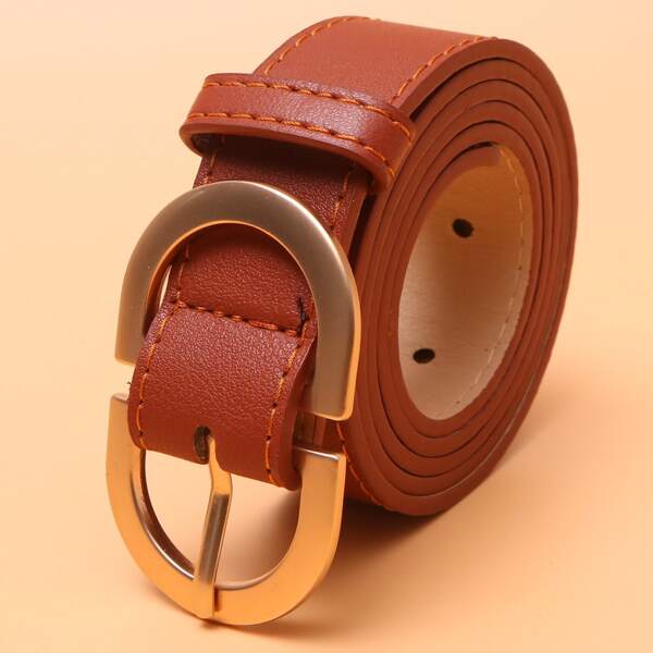 

Men Metal Buckle Belt, Camel