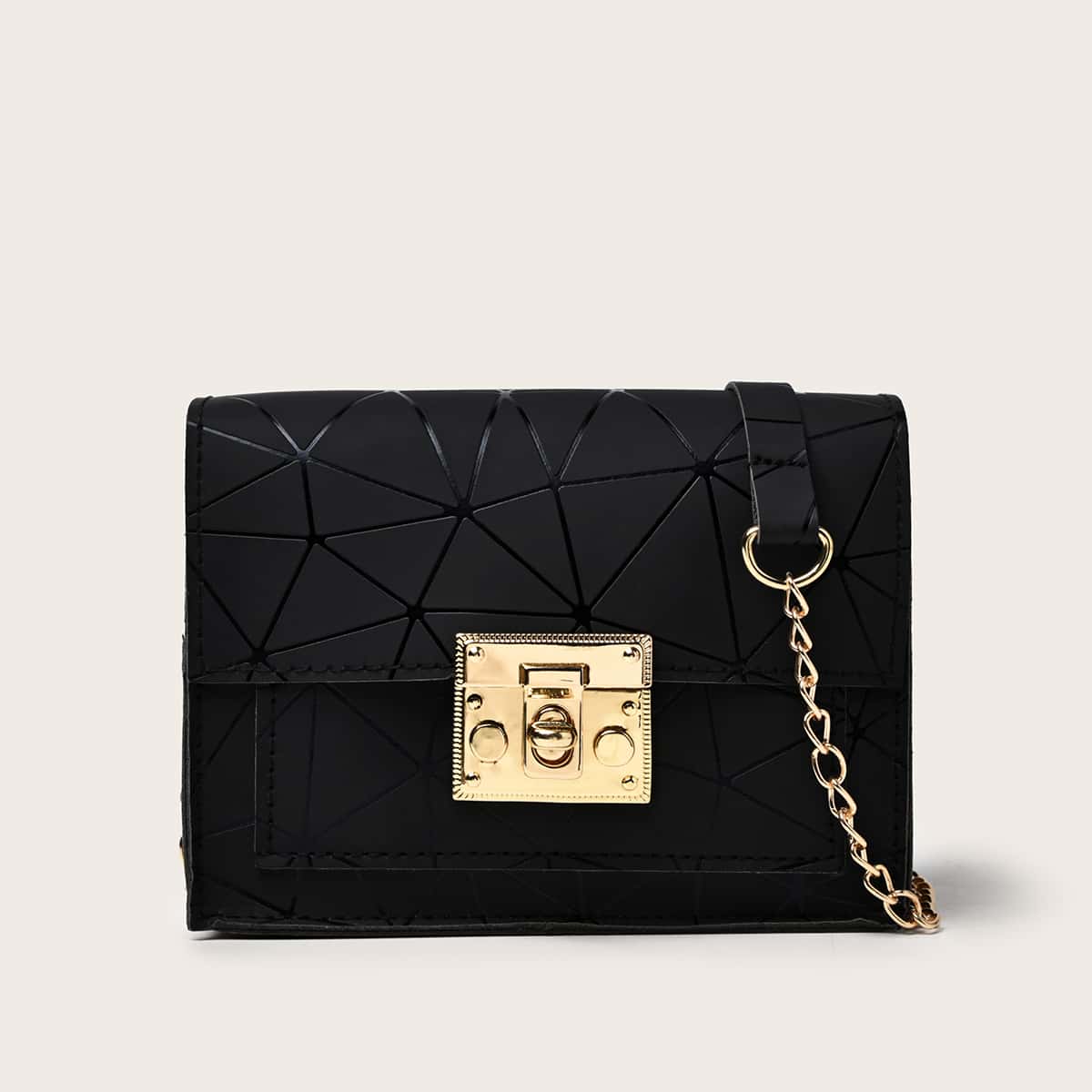 

Geometric Line Crossbody Bag, Black
