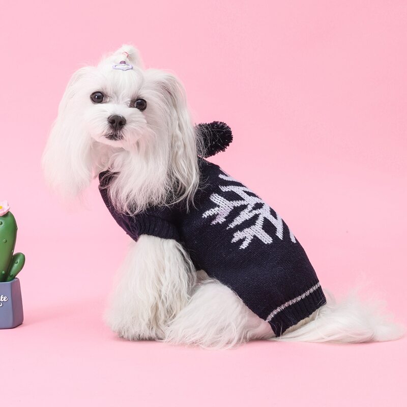 

Snowflake Pattern Dog Sweater, Black