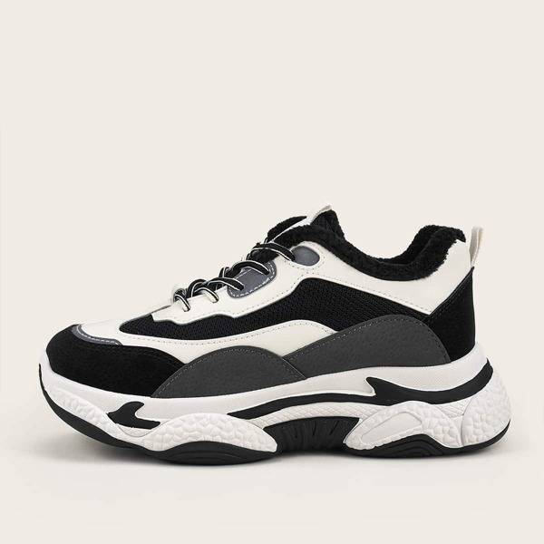 

Lace-up Front Colorblock Chunky Sneakers, Grey