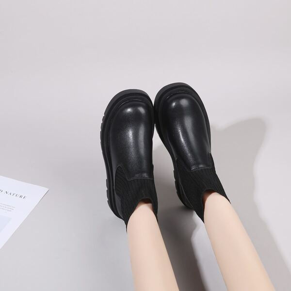 

Minimalist Wide Fit Sock Boots, Black