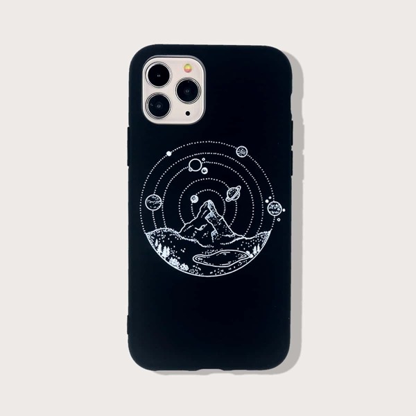 

Planet Print iPhone Case, Black