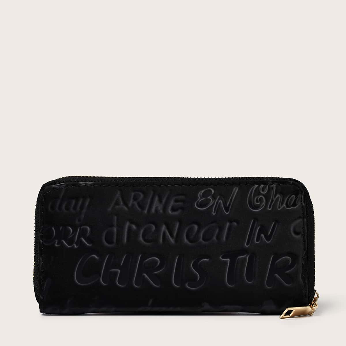 

Letter Graphic Wallet, Black