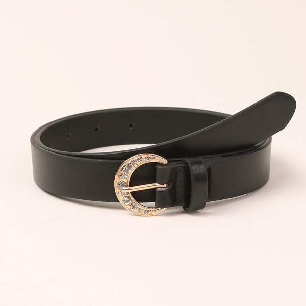 

Rhinestone Decor Buckle Belt, Black