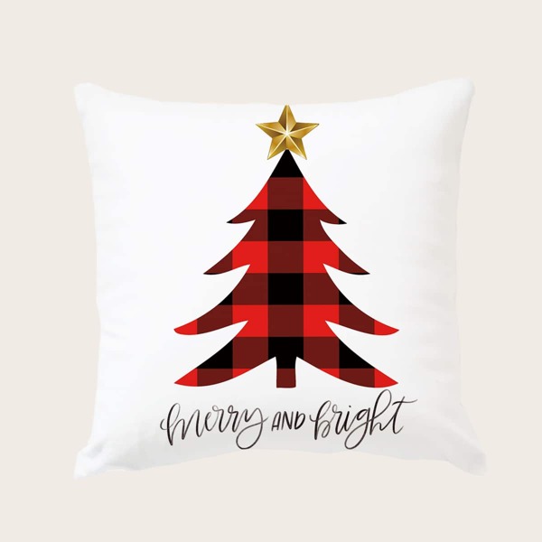 

Christmas Tree Print Cushion Cover Without Filler, Multicolor