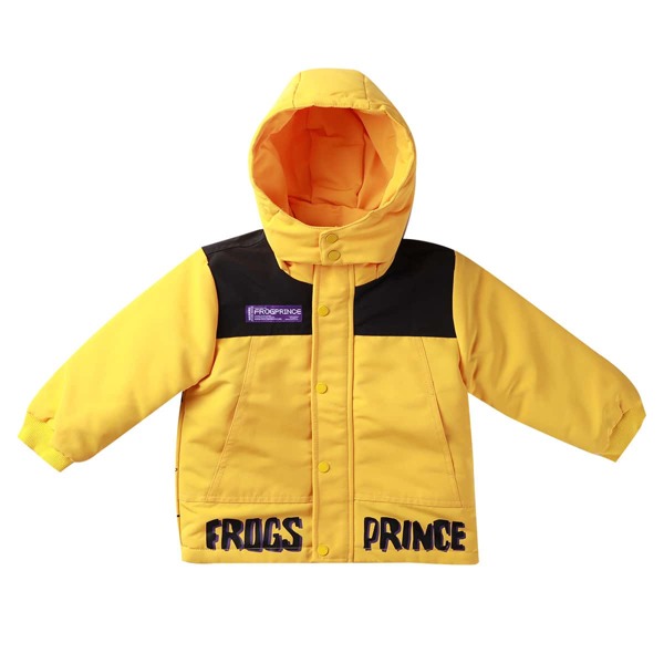 

Toddler Boys Letter Graphic Contrast Panel Hooded Coat, Yellow