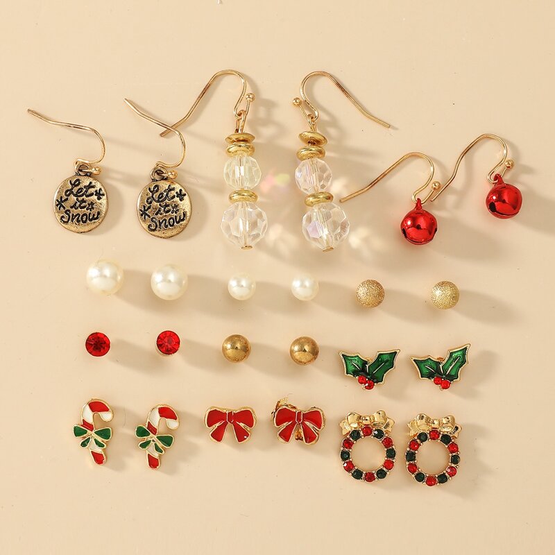 

12pairs Christmas Stud Earrings, Multicolor