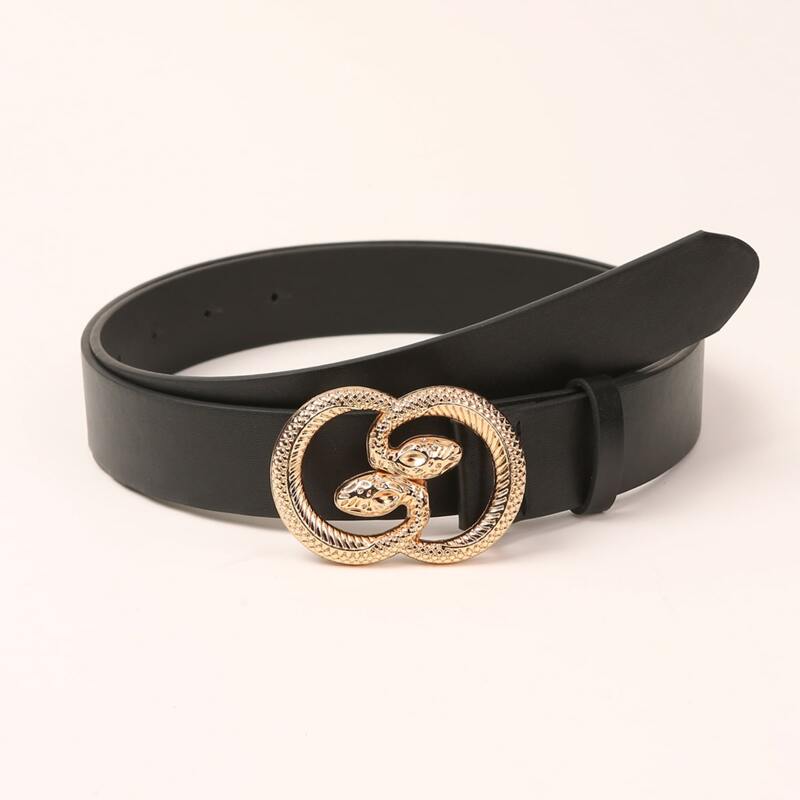 

Snake Design Buckle Plus Size Belt, Black