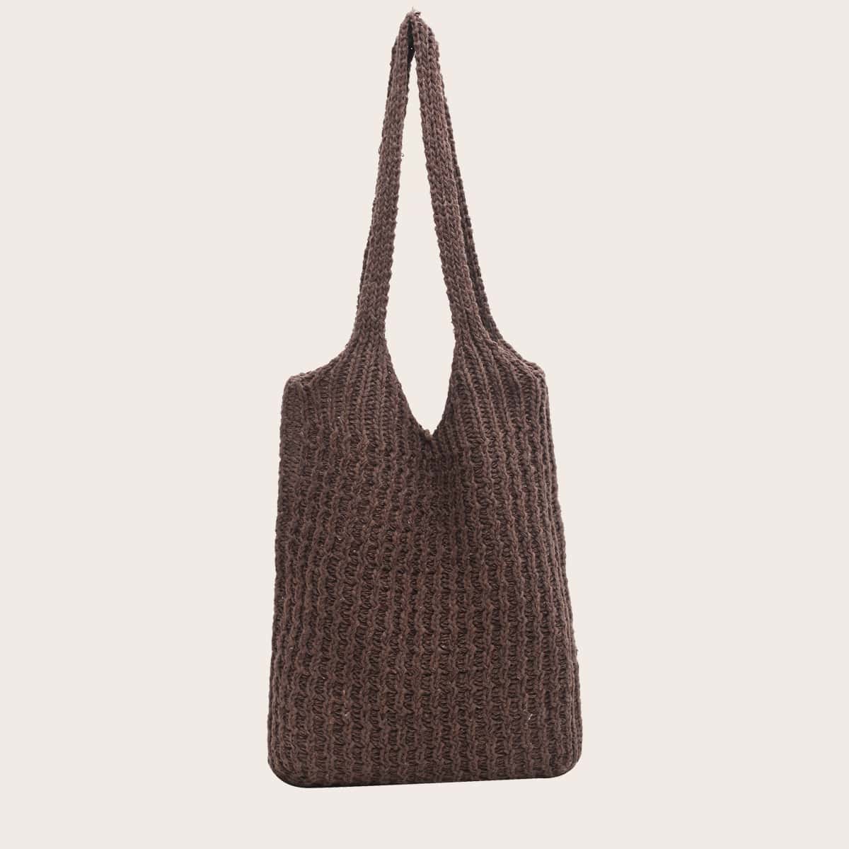 

Knit Tote Bag, Coffee brown