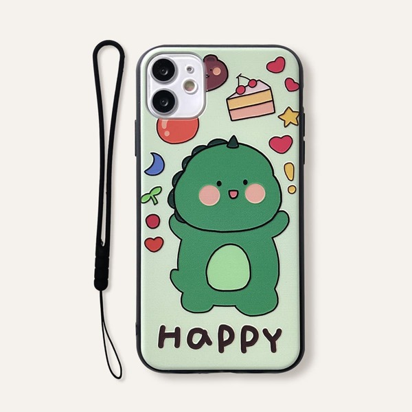 

Cartoon Graphic iPhone Case With Lanyard, Multicolor