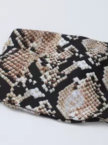 Swim Vcay 蛇紋比基尼套裝鏤空抹胸文胸和高衩下裝2入組泳衣