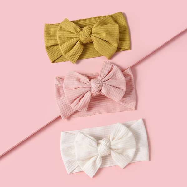 

3pcs Baby Bow Decor Headband, Multicolor
