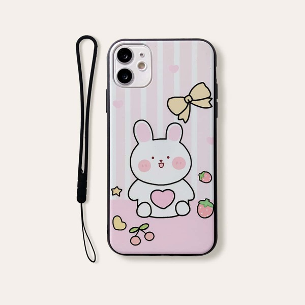 

Чехол для iPhone с мультипликационным рисунком и шнурком, Розовые