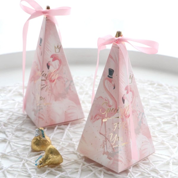 

10pcs Flamingo Print Candy Box, Pink
