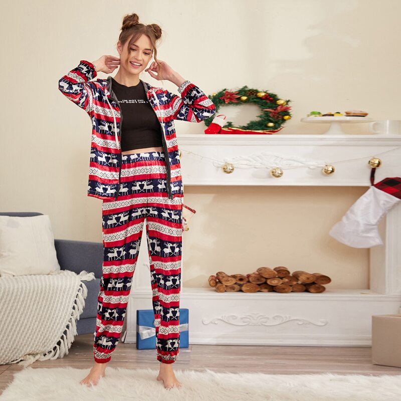 

Ugly Christmas Zip Hoodie & Pants Lounge Set, Multicolor