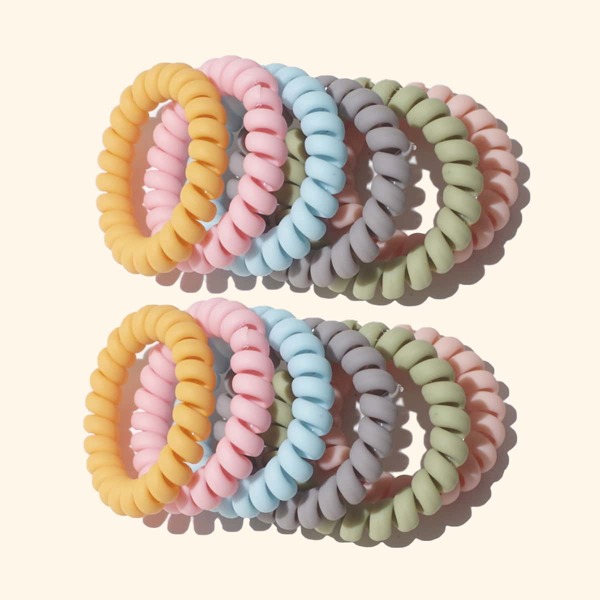 

12pcs Toddler Kids Simple Telephone Line Hair Tie, Multicolor
