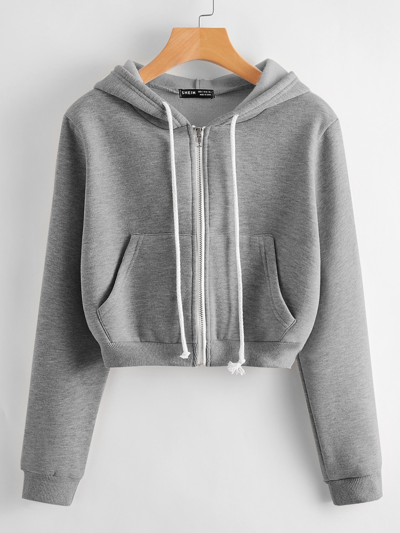 Kangaroo Pocket Zip Up Drawstring Hoodie thumbnail