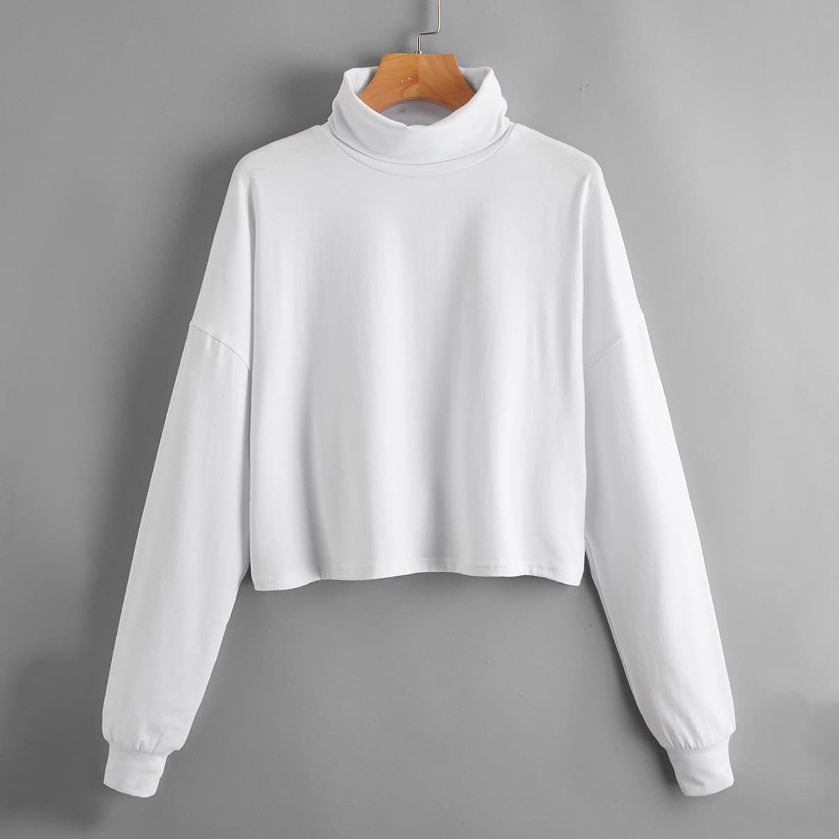 

Turtleneck Drop Shoulder Tee, White