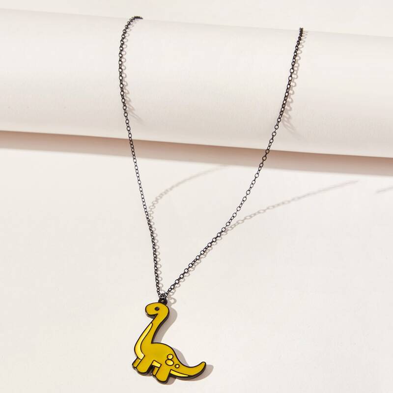 

Cartoon Dinosaur Pendant Necklace, Yellow