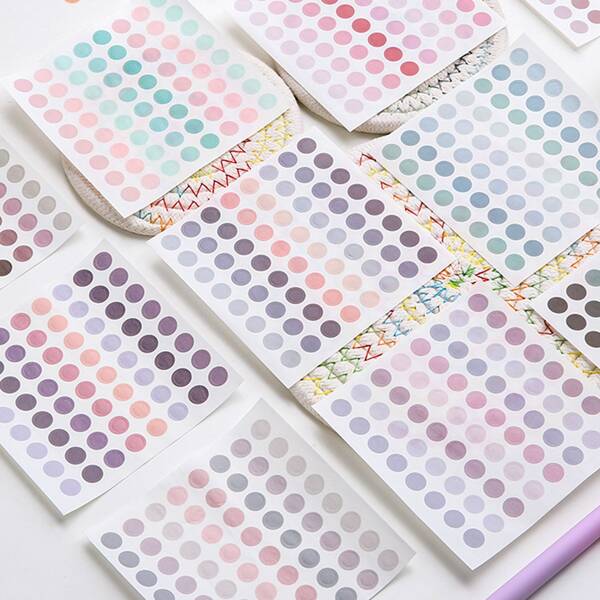

50pcs Circle Pattern Sticker, Multicolor