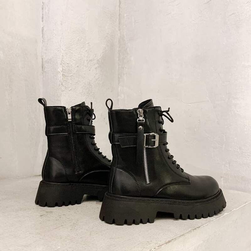 

Lug Sole Combat Boots, Black