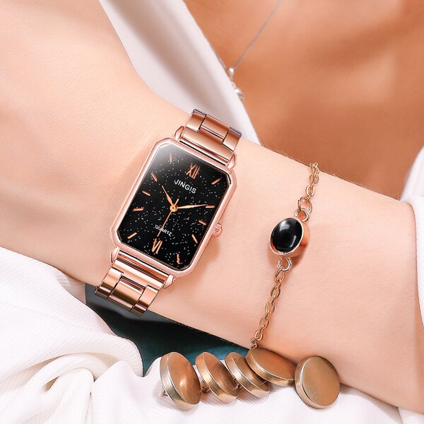 

1pc Vintage Rectangle Quartz Watch & 1pc Bracelet
