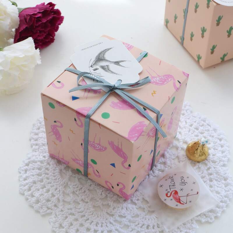 

2pcs Flamingo Print Candy Box, Pink