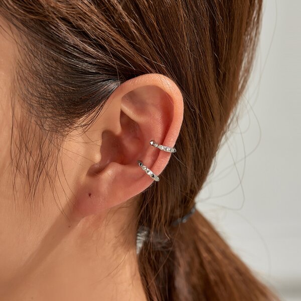 

2pcs Simple Ear Cuff, Silver