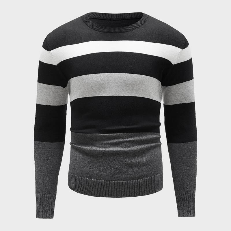 

Men Color Block Crew Neck Sweater, Black