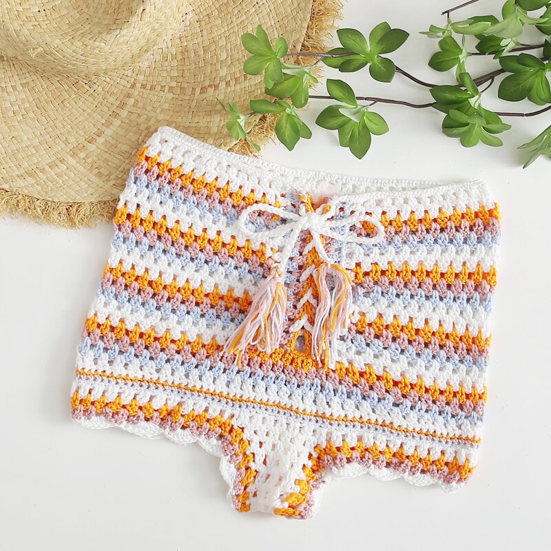 

Striped Crochet Bikini Bottom, Multicolor