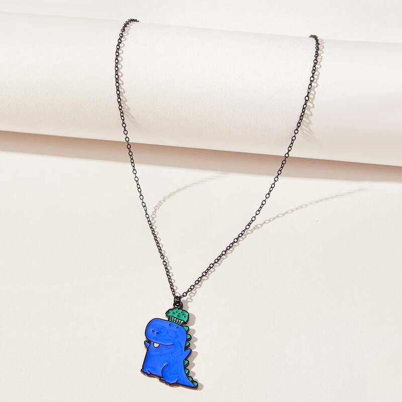 

Cartoon Dinosaur Pendant Necklace, Blue