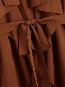 SHEIN Clasi 大碼垂墜領腰帶背心外套 - 亮橙色 - 查看 3