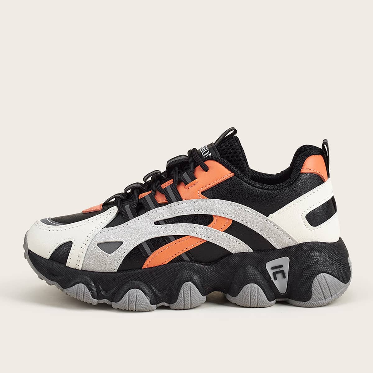

Lace Up Front Wide Fit Chunky Sneakers, Beige