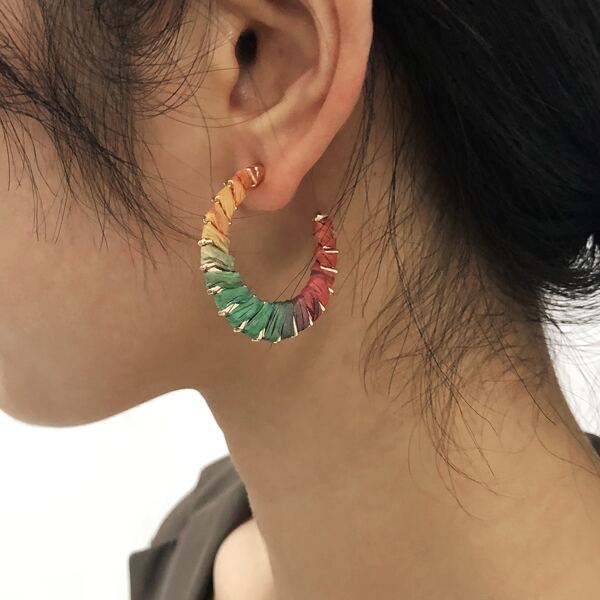 

Colorblock Cuff Hoop Earrings, Red