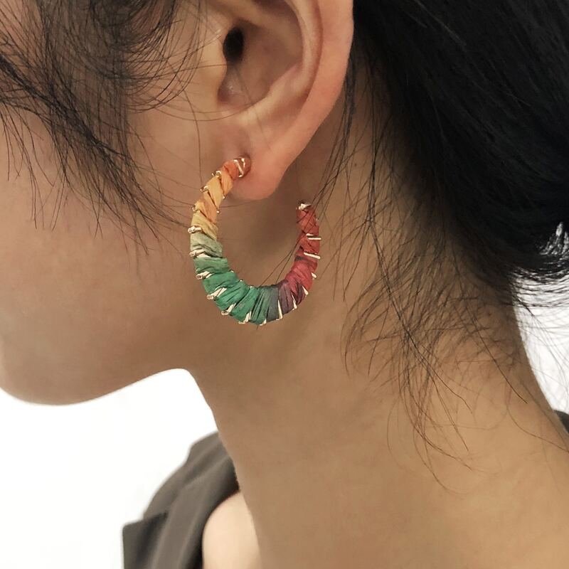 

Colorblock Cuff Hoop Earrings, Red