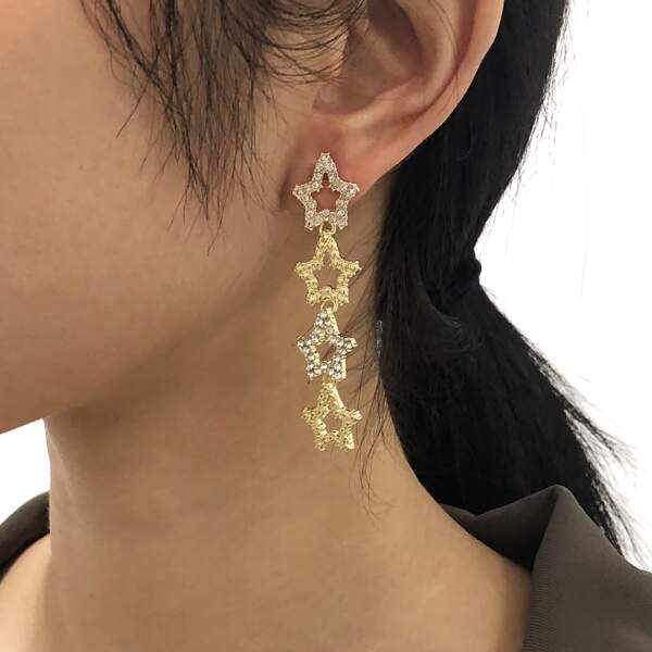 

Star Drop Earrings, Gold