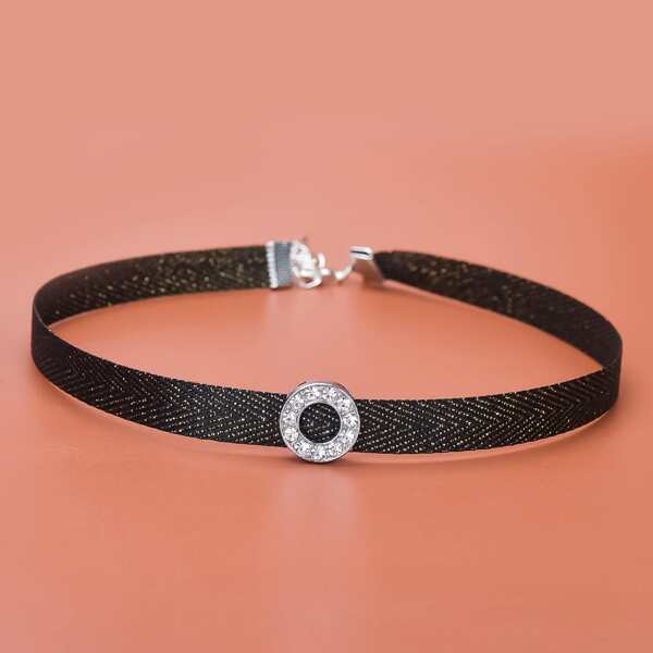 

Rhinestone Letter Decor Necklace, Black