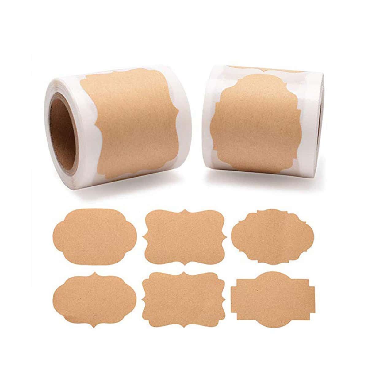 

1roll Random Kraft Paper Label Sticker, Khaki