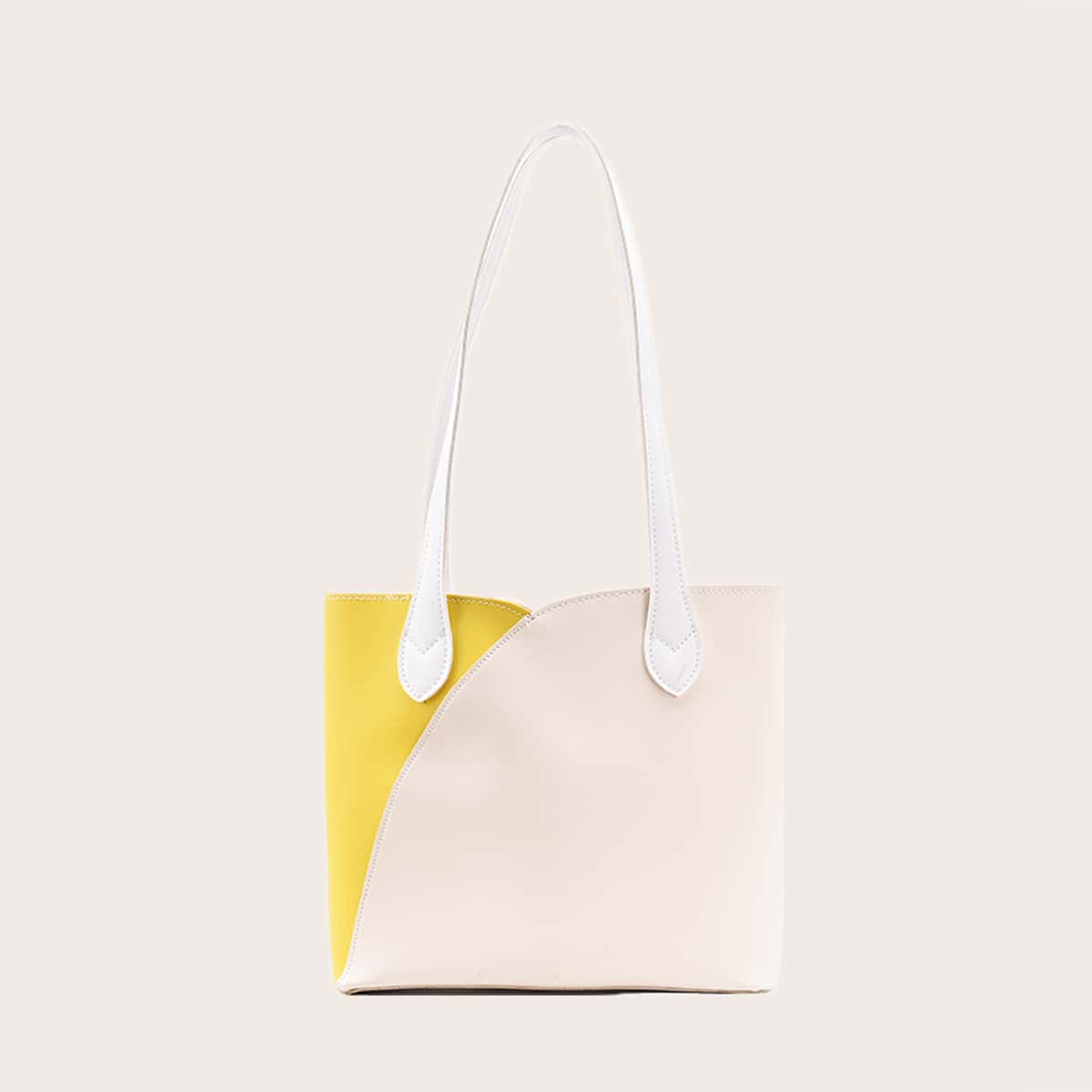 

Colorblock Tote Bag, Beige