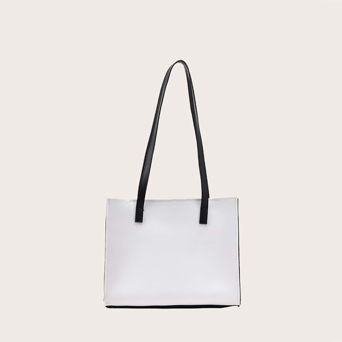 

Colorblock Tote Bag, White