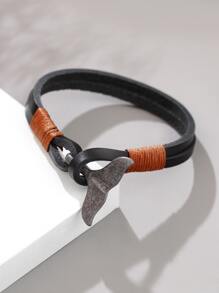 Men Mermaid Tail Design Bracelet - Black - View 1
