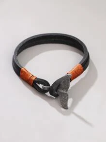 Men Mermaid Tail Design Bracelet - Black - View 2