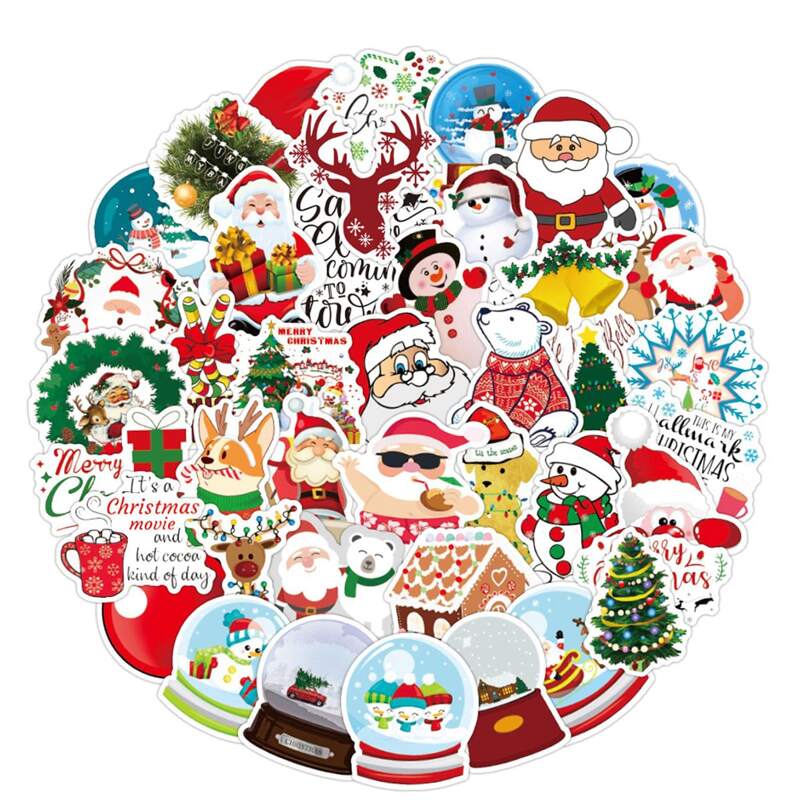 

50pcs Christmas Sticker, Multicolor