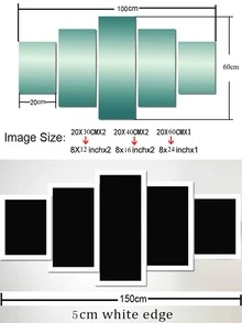 5pcs Moon Print Wall Painting Without Frame - Multicolor - View 2