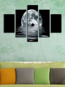 5pcs Moon Print Wall Painting Without Frame - Multicolor - View 7